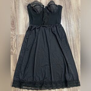 Vintage 70s/80s La Shapeur Black Corset Bustier Slip Dress